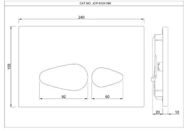 Bản vẽ kỹ thuật mặt nạ nhấn xả D’arc mạ than chì Jaquar JCP-GRF-372415