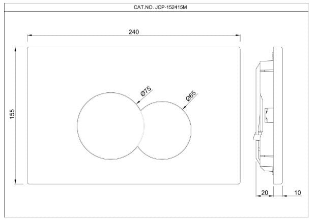 Bản vẽ kỹ thuật mặt nạ nhấn xả Opal mạ đồng đỏ Jaquar JCP-BGP-152415PD