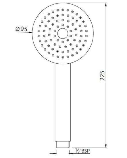 Bản vẽ kỹ thuật tay sen tắm cầm tay mạ chrome Jaquar HSH-CHR-1737