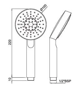 Bản vẽ kỹ thuật tay sen tắm cầm tay mạ chrome Jaquar HSH-CHR-1937