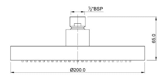 Bản vẽ kỹ thuật bát sen cây tròn một chức năng mạ chrome Jaquar OHS-CHR-497N