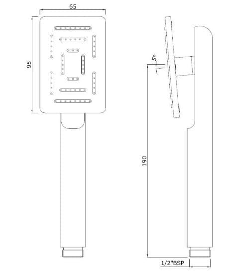 Bản vẽ kỹ thuật tay sen tắm chữ nhật thép không gỉ Jaquar HSH-SSF-1657