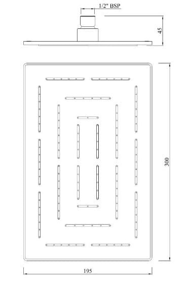 Bản vẽ kỹ thuật bát sen cây chữ nhật mạ đen mờ Jaquar OHS-BLM-1637
