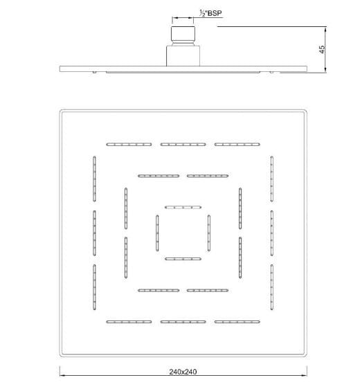 Bản vẽ kỹ thuật bát sen cây hình vuông mạ đồng cổ Jaquar OHS-ABR-1629