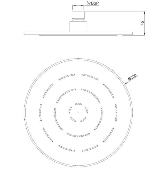 Bản vẽ kỹ thuật bát sen cây hình tròn mạ đen mờ Jaquar OHS-BLM-1633