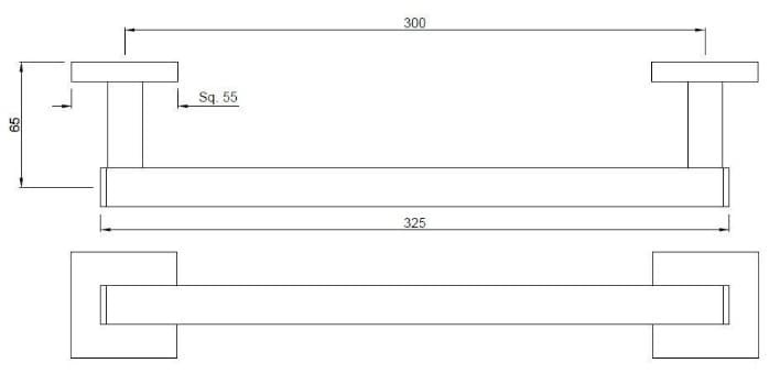 Bản vẽ kỹ thuật thanh vịn 300mm mạ than chì Jaquar AKP-GRF-35701PS