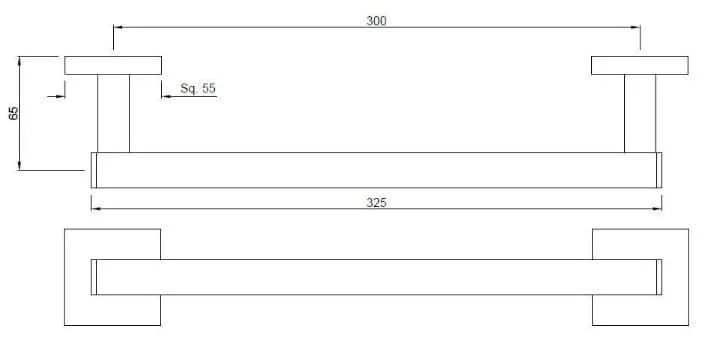 Bản vẽ kỹ thuật thanh vịn 300mm mạ than chì Jaquar AKP-GRF-35701PS