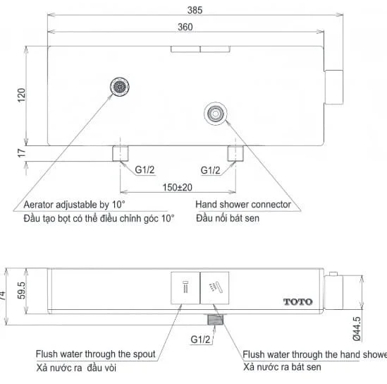 Bản vẽ kỹ thuật củ sen tắm nóng lạnh TOTO TBS06302V