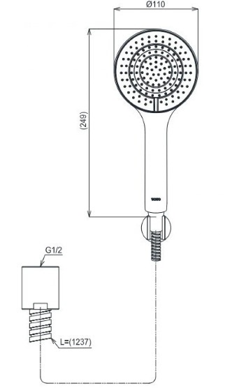 Bản vẽ kỹ thuật bát sen 1 chế độ TOTO TBW09000V 