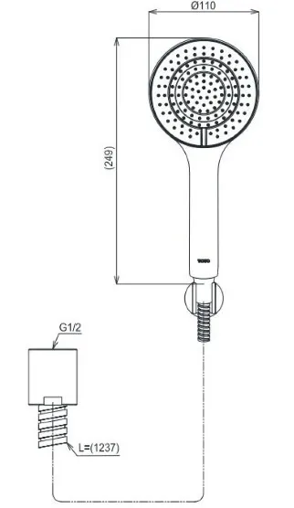 Bản vẽ kỹ thuật bát sen 1 chế độ TOTO TBW09000V 