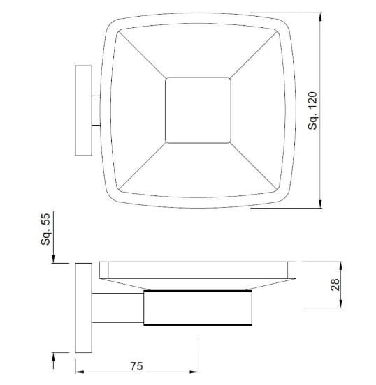Bản vẽ kỹ thuật kệ đựng xà phòng mạ đồng đỏ Jaquar ACN-BGP-1131N