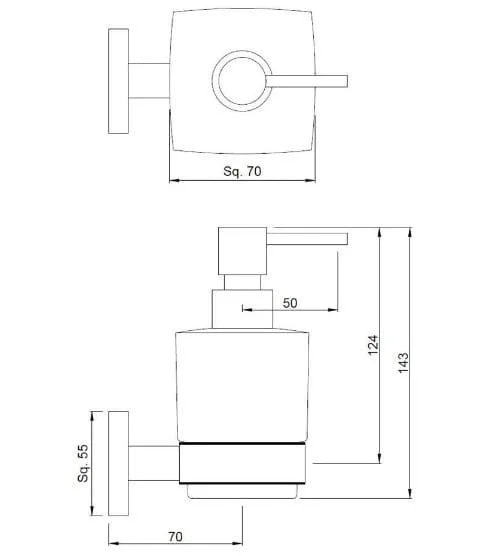Bản vẽ kỹ thuật kệ đựng xà phòng mạ đồng đỏ Jaquar ACN-BGP-1131N