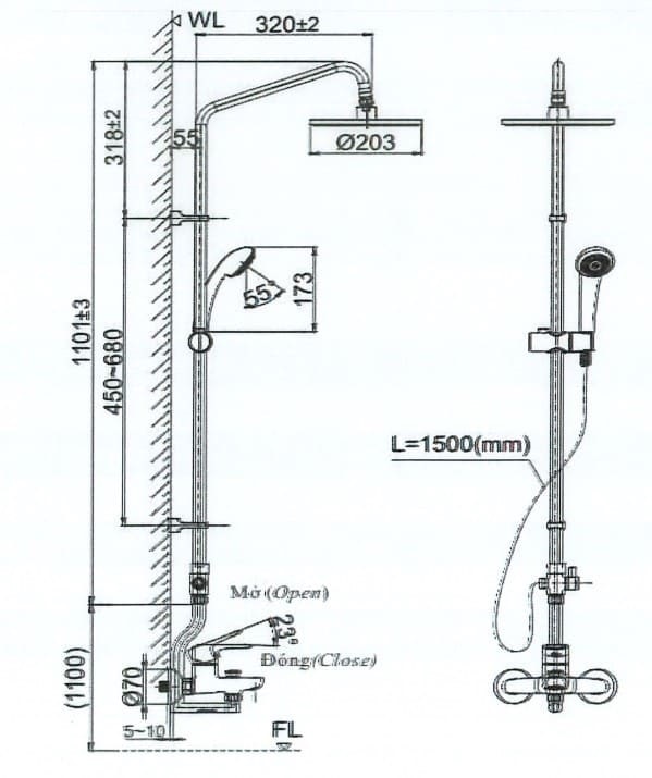 Sen tắm đứng nóng lạnh INAX BFV-1115S