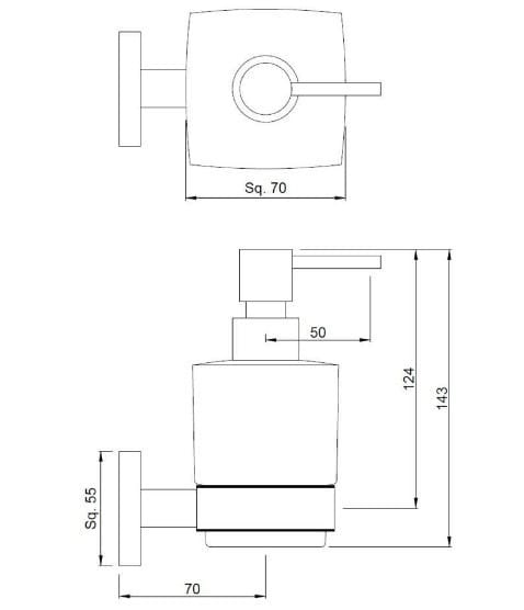Bản vẽ kỹ thuật kệ đựng xà phòng mạ đồng đỏ Jaquar ACN-BGP-1131N