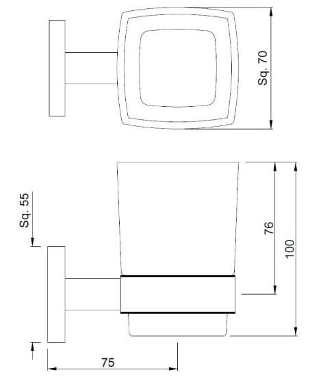 Bản vẽ kỹ thuật kệ đựng xà phòng mạ đồng đỏ Jaquar ACN-BGP-1131N