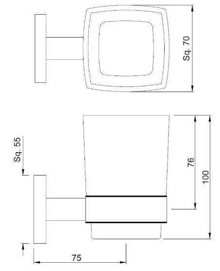 Bản vẽ kỹ thuật kệ đựng xà phòng mạ đồng đỏ Jaquar ACN-BGP-1131N