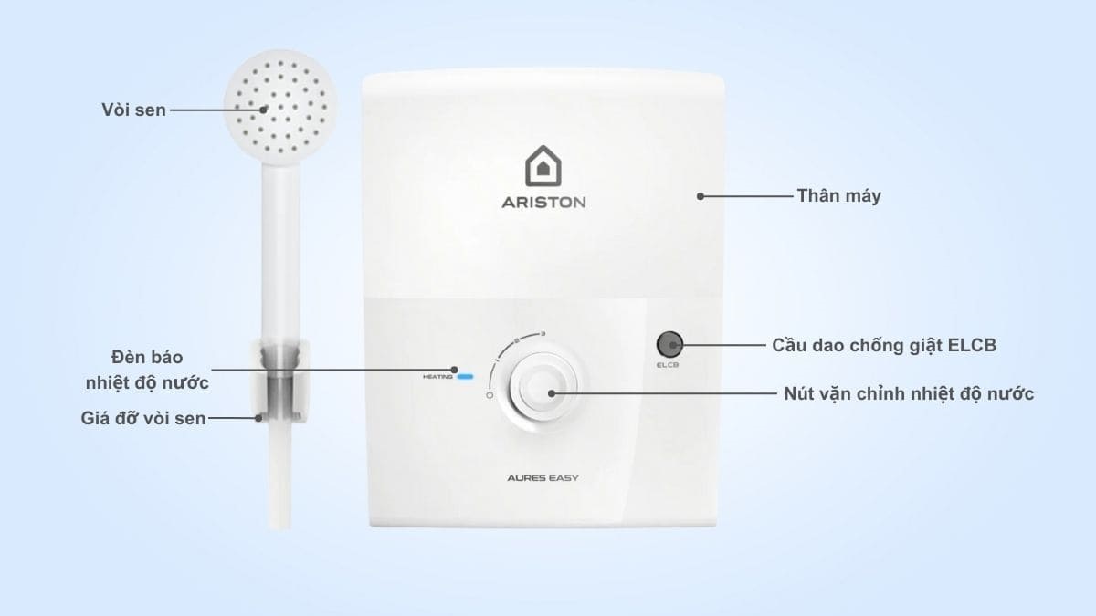 Bình nước nóng trực tiếp Ariston Aures Easy 3.5 ( không bơm )