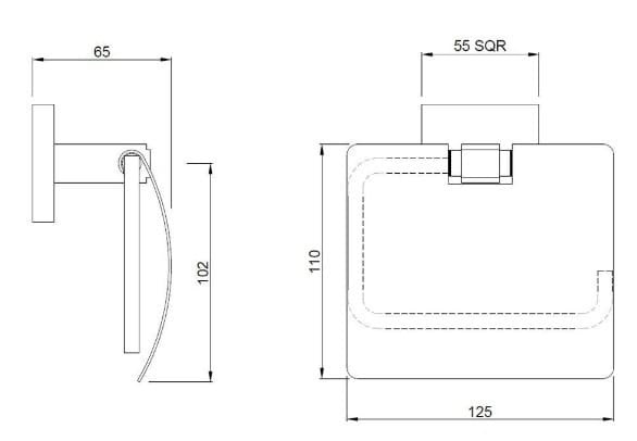 Bản vẽ kỹ thuật móc treo giấy vệ sinh mạ đồng đỏ Ấn Độ Jaquar ACN-BGP-1153S
