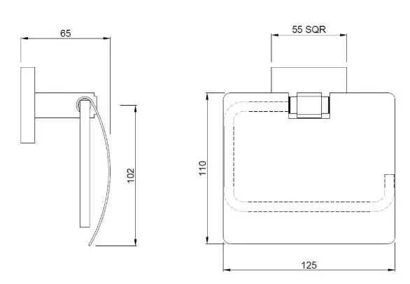 Bản vẽ kỹ thuật móc treo giấy vệ sinh mạ đồng đỏ Ấn Độ Jaquar ACN-BGP-1153S