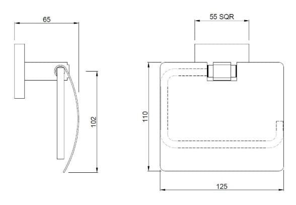 Bản vẽ kỹ thuật móc treo giấy vệ sinh mạ đồng đỏ Ấn Độ Jaquar ACN-BGP-1153S