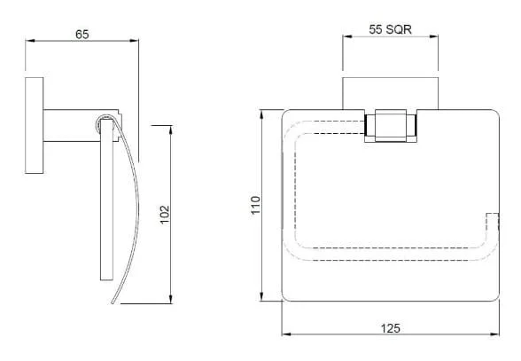 Bản vẽ kỹ thuật móc treo giấy vệ sinh mạ đồng đỏ Ấn Độ Jaquar ACN-BGP-1153S