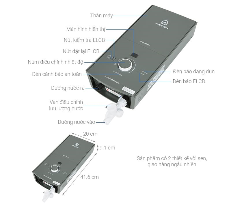 Bình nước nóng trực tiếp Ariston Aures Premium+ 4.5P( có bơm )