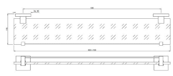 Bản vẽ kỹ thuật kệ kính dưới gương mạ chrome Jaquar AKP-CHR-35771P