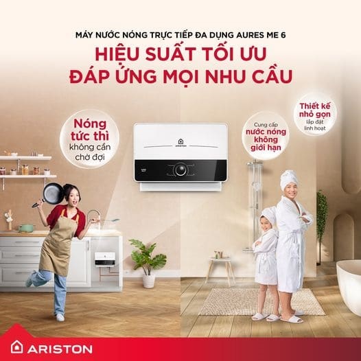 Bình nước nóng trực tiếp Ariston Aures Premium+ 4.5P( có bơm )