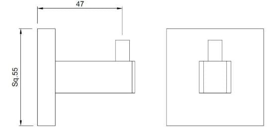 Bản vẽ kỹ thuât móc áo đơn mạ đồng cổ Ấn Độ Jaquar ACN-ABR-1191N
