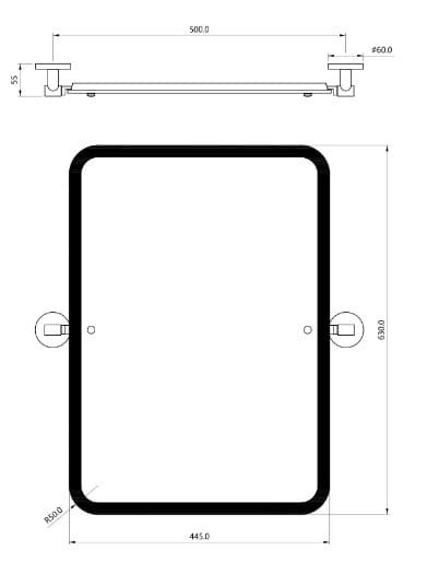 Bản vẽ kỹ thuật gương xoay gắn tường Jaquar AKP-CHR-35795