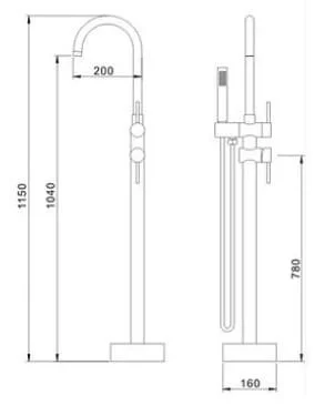 Bản vẽ kỹ thuật Sen bồn tắm đặt sàn Clara CF-45358b