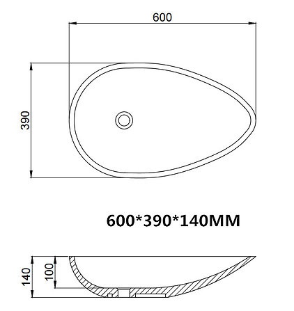 Bản vẽ kỹ thuật chậu rửa Lavabo dương bàn Clara CB-1126