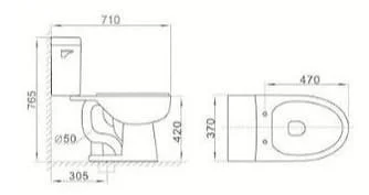 Bản vẽ kỹ thuật Bồn cầu 1 khối nắp rơi êm Clara CT-142ES