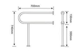 Bản vẽ kỹ thuật thanh vịn 300mm mạ than chì Jaquar AKP-GRF-35701PS