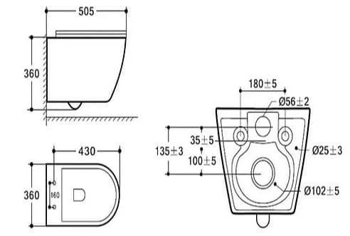 Bản vẽ kỹ thuật Bồn cầu 1 khối nắp rơi êm Clara CT-142ES