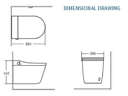 Bản vẽ kỹ thuật Bồn cầu 1 khối nắp rơi êm Clara CT-142ES 