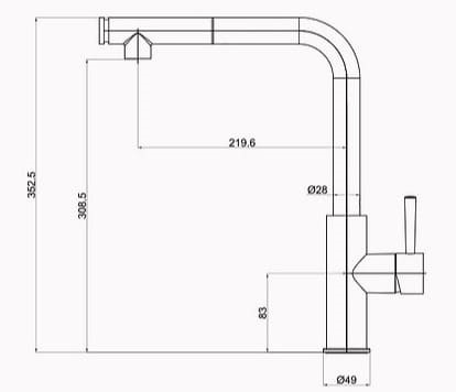 Bản vẽ kỹ thuật vòi chậu rửa bát nóng lạnh Clara CF-73354G