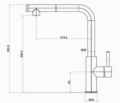 Bản vẽ kỹ thuật vòi chậu rửa bát nóng lạnh Clara CF-73354G