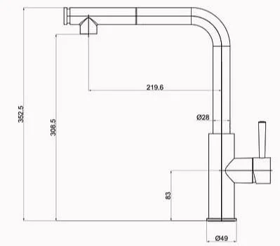 Bản vẽ kỹ thuật vòi chậu rửa bát nóng lạnh Clara CF-73354G