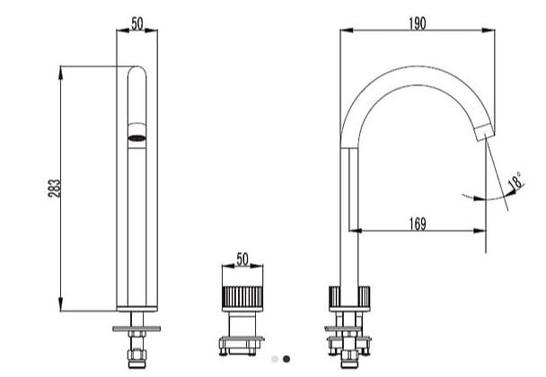 Bản vẽ kỹ thuật vòi chậu lavabo nóng lạnh 3 Lỗ Clara CF-67359G