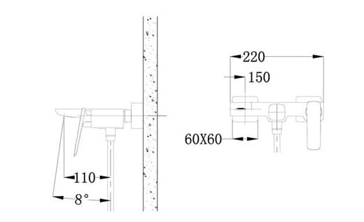 Bản vẽ kỹ thuật Vòi Chậu Lavabo Nóng Lạnh Thân Cao Clara CF-35354