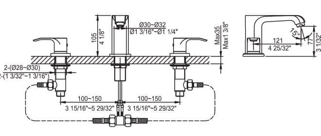 Vòi Chậu Lavabo Nóng Lạnh Mạ Chrome Clara CF-84359
