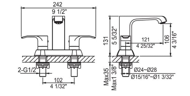Vòi Chậu Lavabo Nóng Lạnh Mạ Chrome Clara CF-84359B
