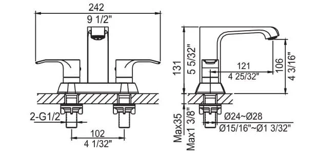 Vòi Chậu Lavabo Nóng Lạnh Mạ Chrome Clara CF-84359B