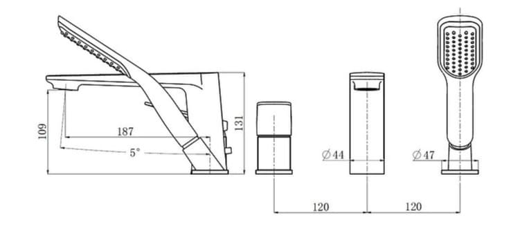 Bản vẽ kỹ thuật Sen bồn tắm đặt sàn Clara CF-45358b