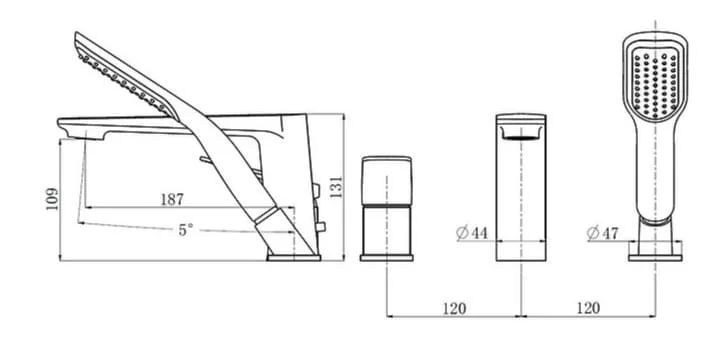Bản vẽ kỹ thuật Sen bồn tắm đặt sàn Clara CF-45358b