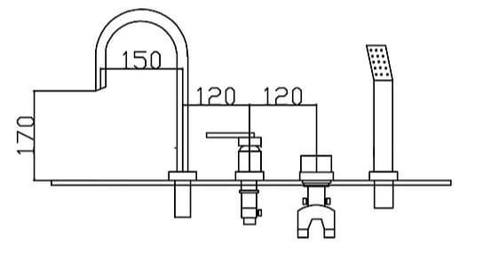 Bản vẽ kỹ thuật Sen bồn tắm đặt sàn Clara CF-45358b