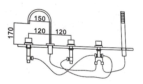 Bản vẽ kỹ thuật Sen bồn tắm đặt sàn Clara CF-45358b