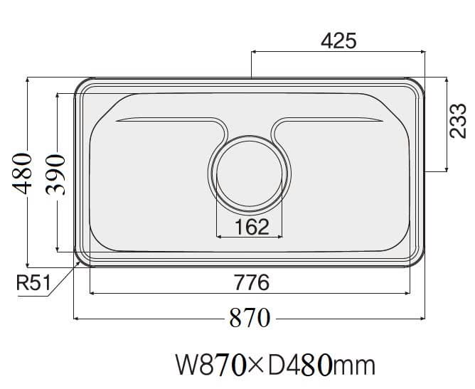 Bản vẽ kỹ thuật chậu rửa bát 1 hố Hàn quốc HADO JSF 870