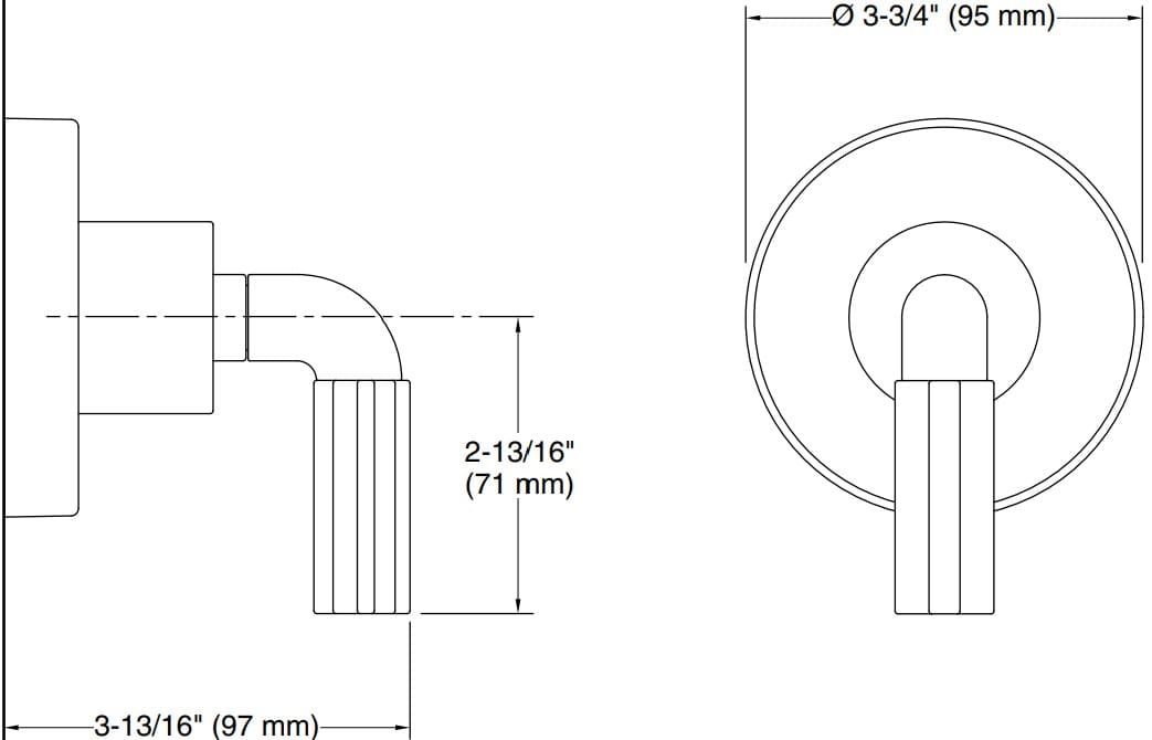 Bản vẽ mặt nạ điều chỉnh Kallista P32416